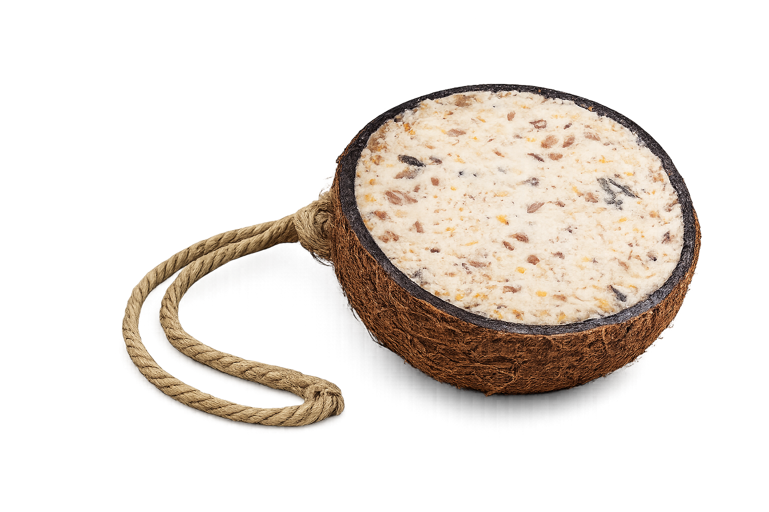 Halbe gefüllte Kokosnuss mit Fett